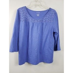 ST JOHN'S BAY Women's Purple Sz Lg 3/4 Sleeve Pullover Top/Blouse